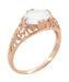 Edwardian Oval White Sapphire Filigree Engagement Ring in 14 Karat Rose Gold ( Pink Gold )