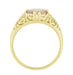 Morganite East West Oval Filigree Edwardian Engagement Ring in 14 Karat Yellow Gold
