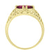 Yellow Gold Edwardian Oval Rubellite Tourmaline Filigree Engagement Ring - October Birthstone