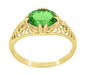 Edwardian Oval Tsavorite Garnet Filigree Engagement Ring in 14 Karat Yellow Gold