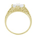 Oval White Sapphire Edwardian Filigree Engagement Ring in 14 Karat Yellow Gold
