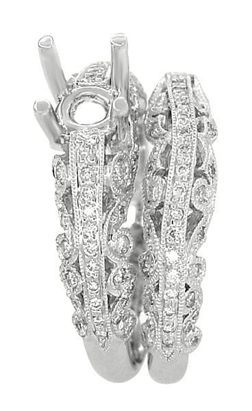 Borola 3/4 Carat Diamond Engagement Ring Setting and Wedding Ring in 18 Karat White Gold - Item: R811 - Image: 3
