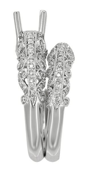 Borola 3/4 Carat Diamond Engagement Ring Setting and Wedding Ring in 18 Karat White Gold - Item: R811 - Image: 4