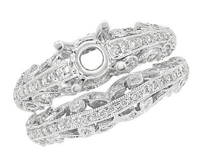 Borola 3/4 Carat Diamond Engagement Ring Setting and Wedding Ring in 18 Karat White Gold - Item: R811 - Image: 5