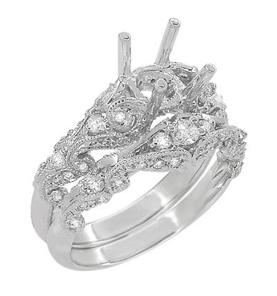 Annika Diamond Engagement Ring Setting and Wedding Ring in Platinum - Item: R812P - Image: 3