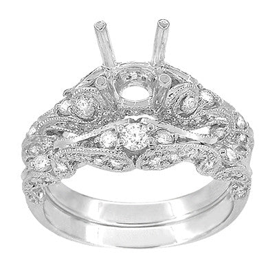 Annika Diamond Engagement Ring Setting and Wedding Ring in Platinum - Item: R812P - Image: 4