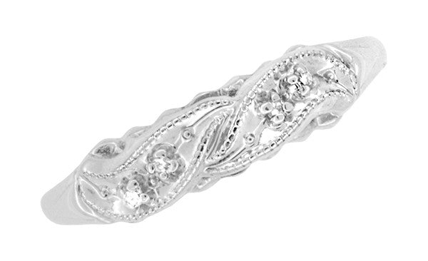 1940's Rolling Waves Vintage Diamond Wedding Ring in 14 Karat White Gold - Item: R825 - Image: 4
