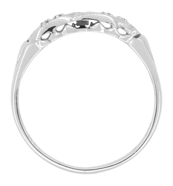 1940's Rolling Waves Vintage Diamond Wedding Ring in 14 Karat White Gold - Item: R825 - Image: 5