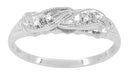 1940's Rolling Waves Vintage Diamond Wedding Ring in 14 Karat White Gold