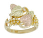 Black Hills Gold Leaves Ring in 10 Karat Green Pink and Yellow Gold
