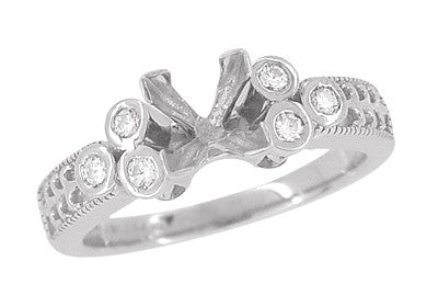 Art Deco Fleur De Lis Princess Cut 1 Carat Diamond Engagement Ring Setting in 14 Karat White Gold - Item: R8411 - Image: 4