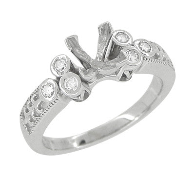 Art Deco Fleur De Lis Princess Cut 1 Carat Diamond Engagement Ring Setting in 14 Karat White Gold - Item: R8411 - Image: 2