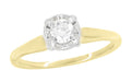 Vintage 1950's Solitaire Old European Cut Diamond Engagement Ring in Two Tone White and Yellow 14K Gold