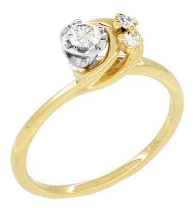 1960's Moon and Stars Bypass Vintage Diamond Engagement Ring in 14 Karat Yellow Gold - alternate view
