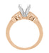 Side Filigree on Rose Gold Antique Style Ring Setting for a Square Princess Cut Diamond  - R850PR75R
