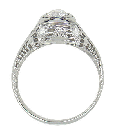 Art Deco Antique Diamond Filigree Engagement Ring in 18 Karat White Gold - Item: R866 - Image: 3