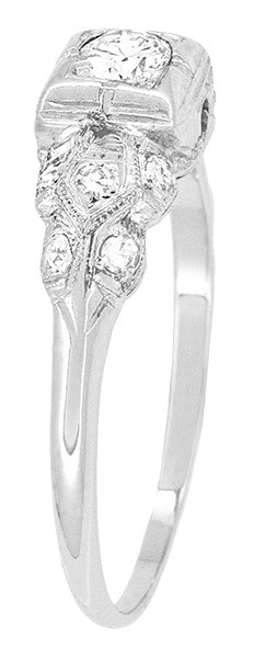 Chesney Art Deco Filigree Vintage Diamond Engagement Ring in 18 Karat White Gold - Item: R868 - Image: 3