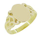 Art Nouveau Sculptured Vines Oval Signet Ring in 14 Karat Yellow Gold
