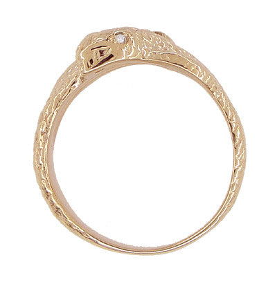 Men's Double Serpent Snake Ring with Diamond Eyes in 14 Karat Rose Gold - Item: R897R - Image: 4