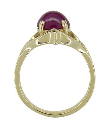 Oval Ruby Cabochon Vintage Ring in 14 Karat Gold - alternate view