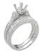 Platinum Art Deco Enrgaved Scrolls Antique 2 Carat Princess Cut Diamond Engagement Ring Setting and Companion Diamond Wedding Ring - R955P