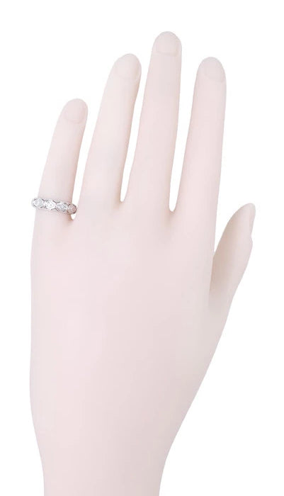 Edgewood Art Deco Antique Diamond Wedding Ring in Platinum | 4.6mm Wide | Size 4.5 - Item: R963 - Image: 2