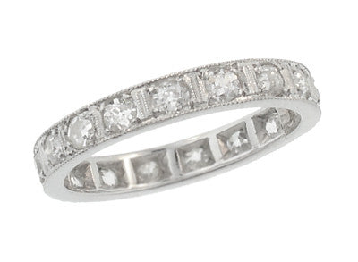 Goshen Art Deco Vintage Straightline Diamond Wedding Band - Platinum - Size 4.75
