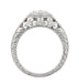 Art Deco Filigree Flowers and Scrolls Engraved Diamond Engagement Ring in 14 Karat White Gold