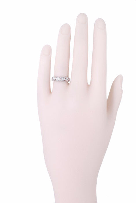 Art Deco Diamonds Millington Antique Wedding Band in Platinum - Size 5 - Item: R994 - Image: 2