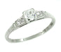 Dainty 1950's Retro Moderne Antique Diamond Engagement Ring - 14K White Gold