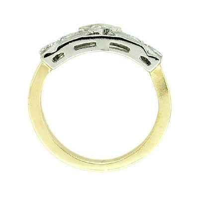 Vintage Mid Century Diamond Ring in 14 Karat White and Yellow Gold - Item: R201 - Image: 2