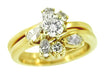 Round and Pear Shaped Diamond Estate Wedding Set in 14 Karat Gold