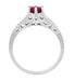 Art Deco Vintage Style Ruby and Diamond Filigree Engagement Ring in 14 Karat White Gold