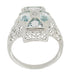 Art Deco Filigree Happy Family 4 Stone Blue Topaz and Diamond Filigree Ring in 14 Karat White Gold