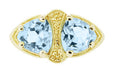 Art Deco Filigree Loving Duo Blue Topaz Ring in 14 Karat Yellow Gold - December Birthstone