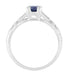 Geometric Art Deco Sapphire Engagement Ring in 18 Karat White Gold with Diamonds