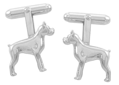Boxer Dog Cufflinks in Sterling Silver