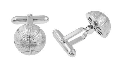 Basketball Cufflinks in Sterling Silver - Item: SCL204 - Image: 2