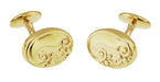 Victorian Scrolls and Fleur-de-Lis Engravable Cufflinks in Solid Sterling Silver with Yellow Gold Vermeil