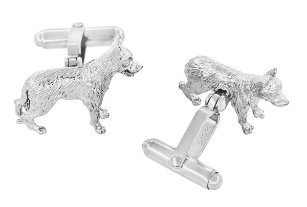 German Shepherd Cufflinks in Sterling Silver - Item: SCL231W - Image: 2