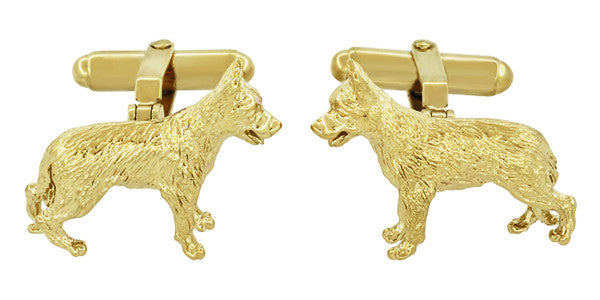 German Shepherd Cufflinks in Sterling Silver with Yellow Gold Finish - Item: SCL231Y - Image: 3