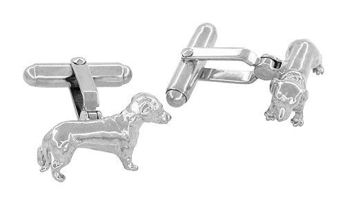 Dachshund Cufflinks in Sterling Silver - Item: SCL233W - Image: 2