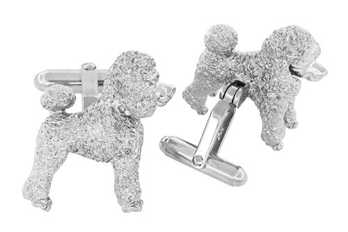 Poodle Cufflinks in Sterling Silver - Item: SCL234W - Image: 3