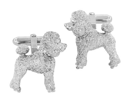 Poodle Cufflinks in Sterling Silver - Item: SCL234W - Image: 4
