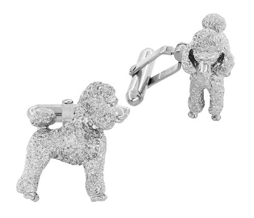 Poodle Cufflinks in Sterling Silver - Item: SCL234W - Image: 2