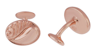 Mid Century Scroll Waves Engravable Rose Gold Plated Cufflinks in Sterling Silver - alternate view