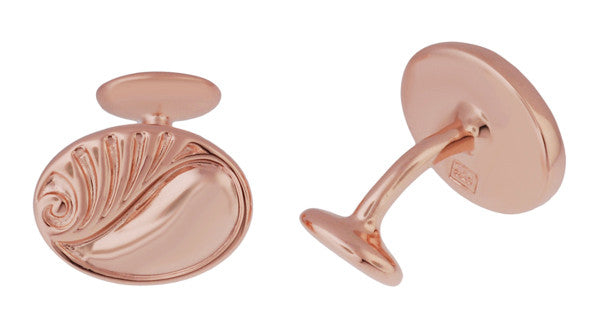 Mid Century Scroll Waves Engravable Rose Gold Plated Cufflinks in Sterling Silver - Item: SCL236R - Image: 2