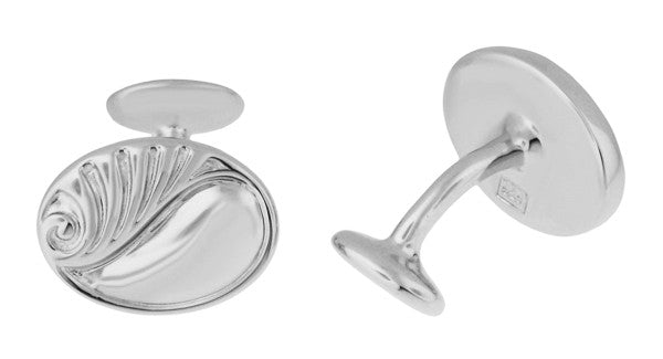 Retro Moderne Scroll Waves Engravable Cufflinks in Sterling Silver - Item: SCL236W - Image: 2