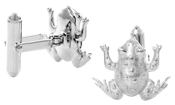 Lucky Frog Cufflinks in Sterling Silver - Item: SCL245W - Image: 2