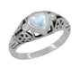 Art Deco Filigree Heart Shaped Sky Blue Topaz Promise Ring in Sterling Silver